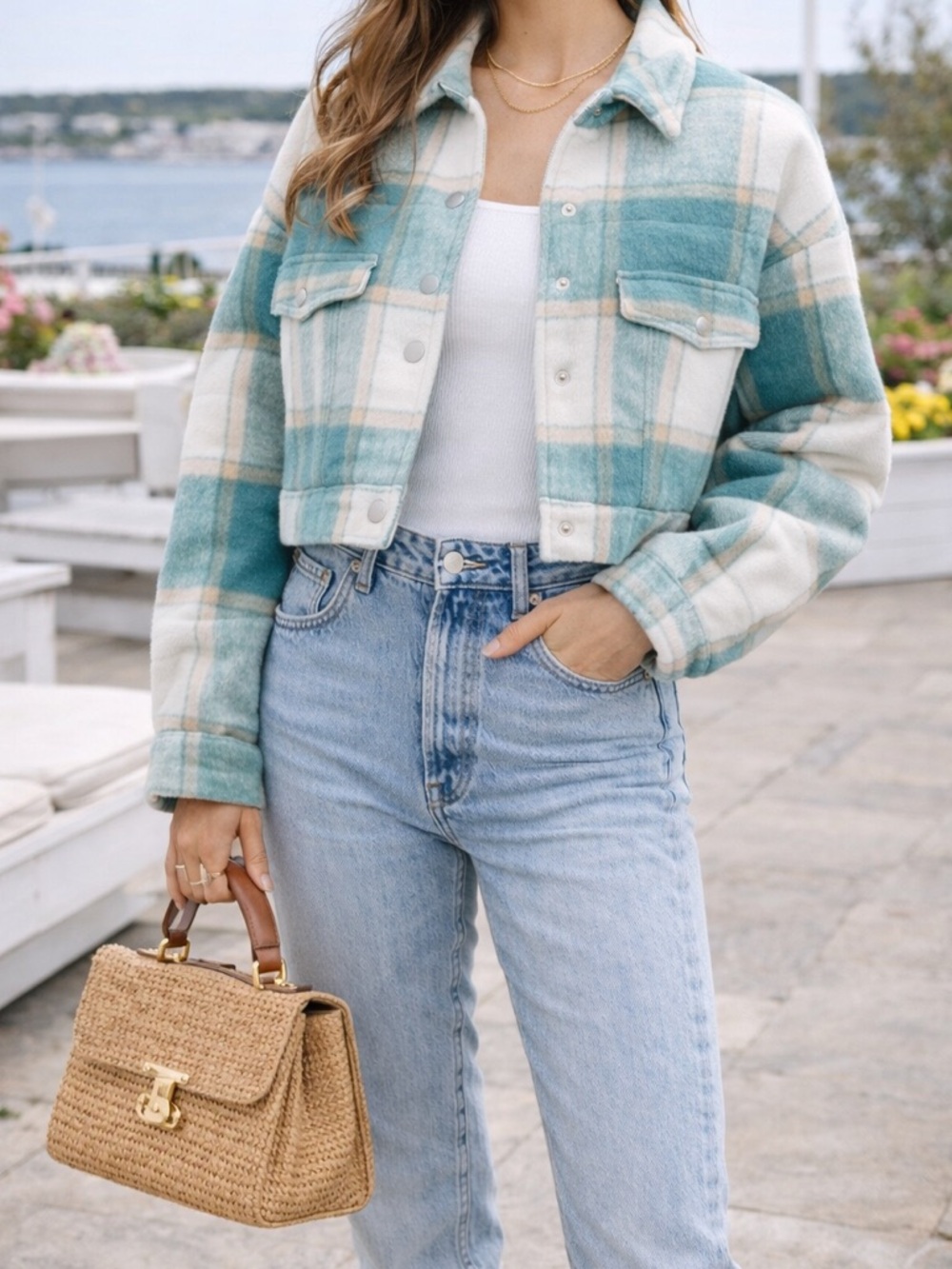 Plaid cropped jacket
